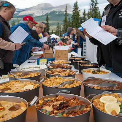 a table full of poutine variations